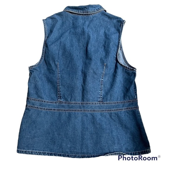 Bobbie Brooks denim jean vest shirt embroidered collar button down L. - Picture 2 of 14